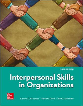 Test Bank for Interpersonal Skills in Organizations 6th Edition Janasz Test Bank for Interpersonal Skills in Organizations 6th Edition Janasz